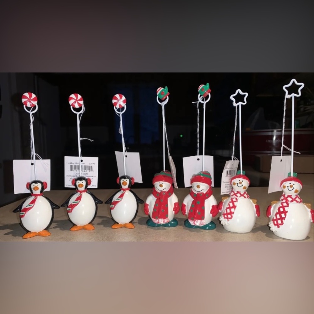 Christmas Penguin and Snowman Place Card Holders lot of‎ 7 Target 2004